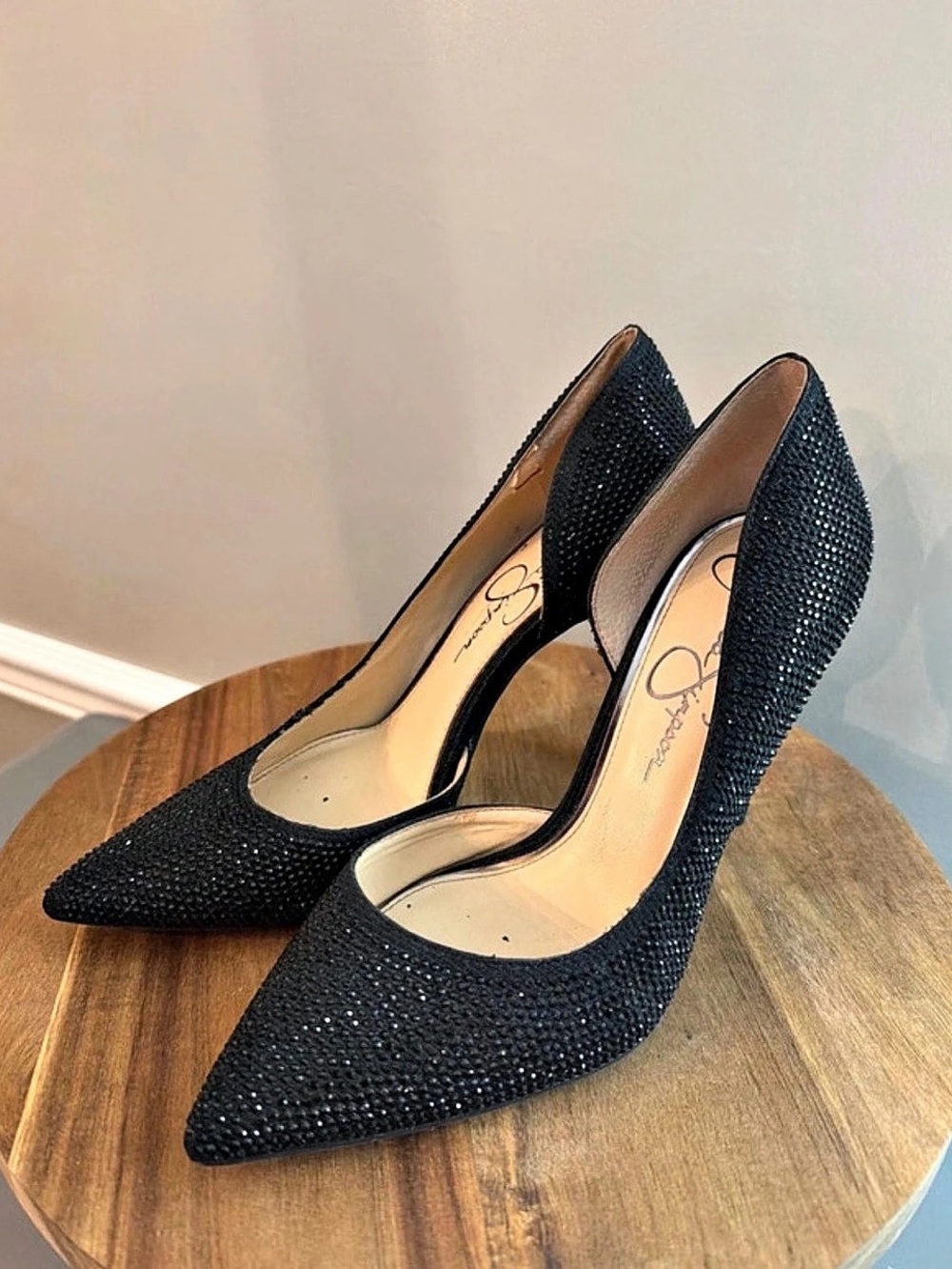 Jessica Simpson Prizma 8 d'Orsay Pump Black Rhinestone Heels